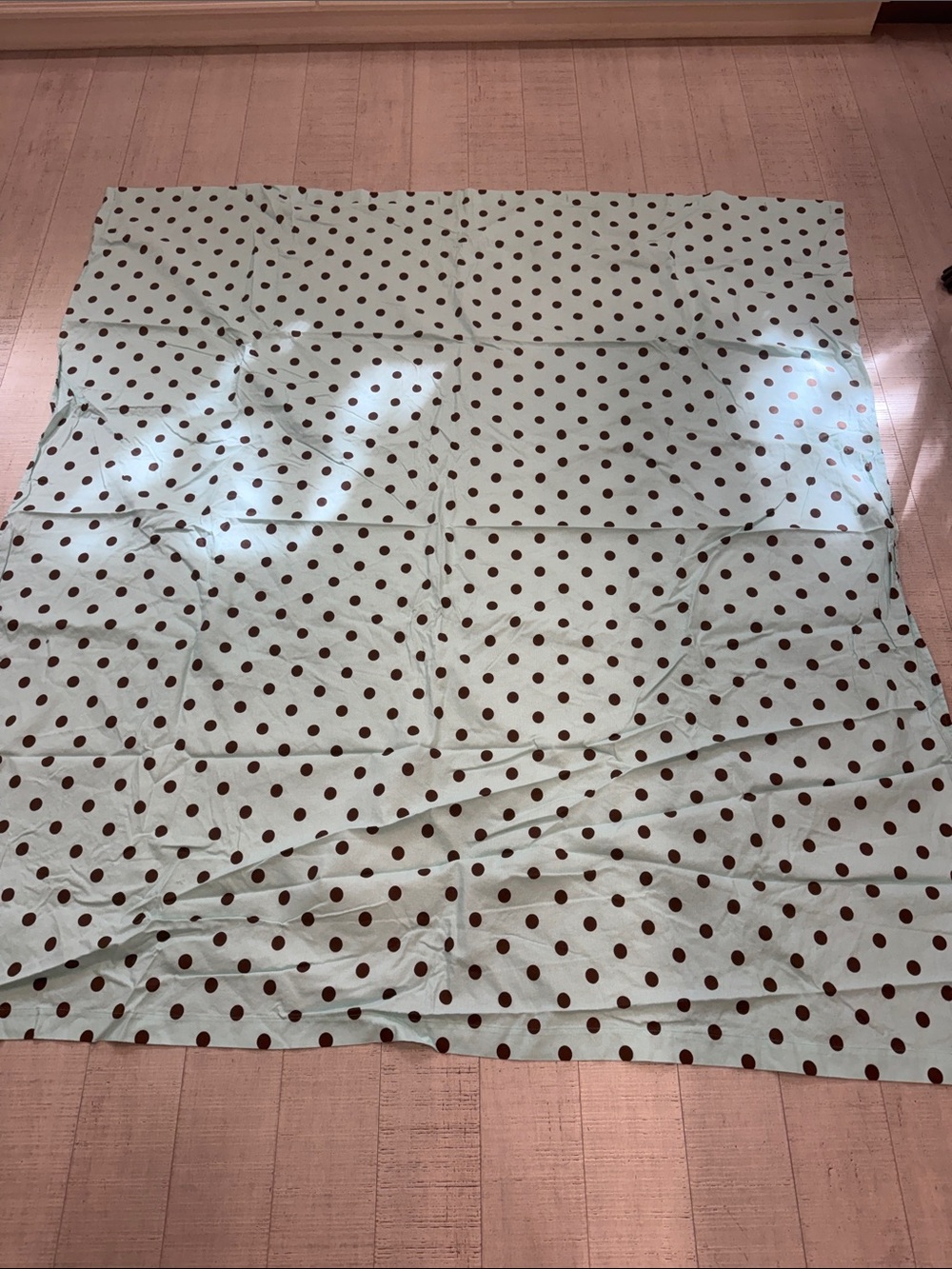 Light Blue with BrownPolka Dot Cotton Curtains - Light Sky Blue/ with Brown Dots